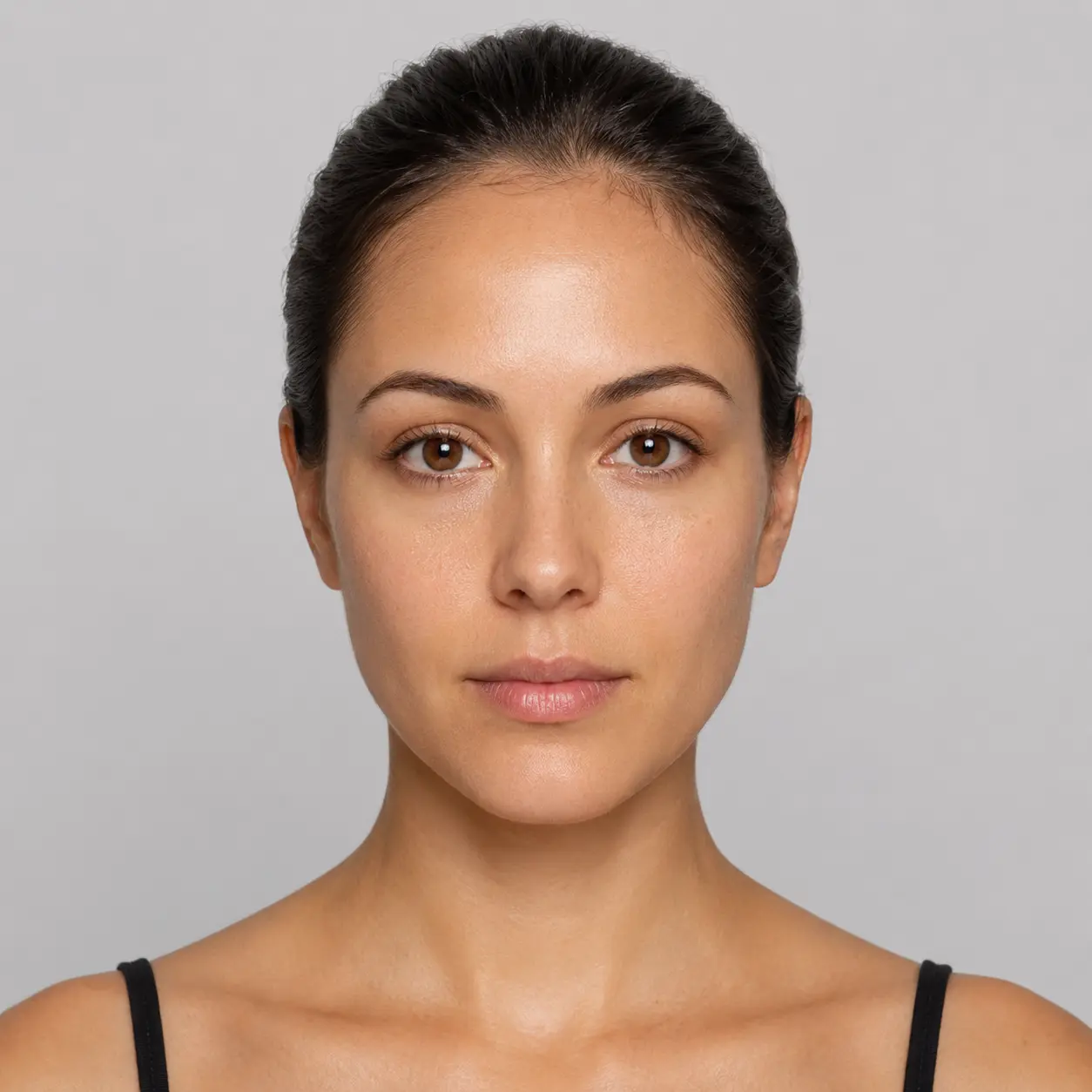 Oval face shape example — Cheekbones widest, Soft jaw taper